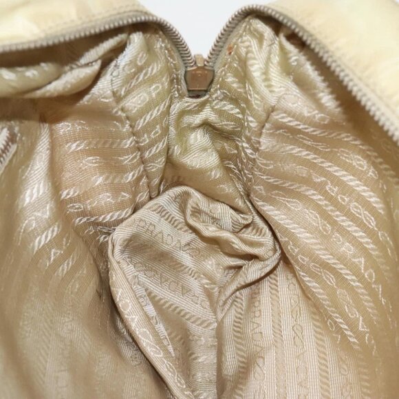 PRADA Hand Bag Nylon Beige Gold Auth 95369 - Picture 6 of 16